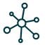 Line art icon of an interconnected network