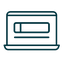 Line art icon of an open laptop with a login page on screen